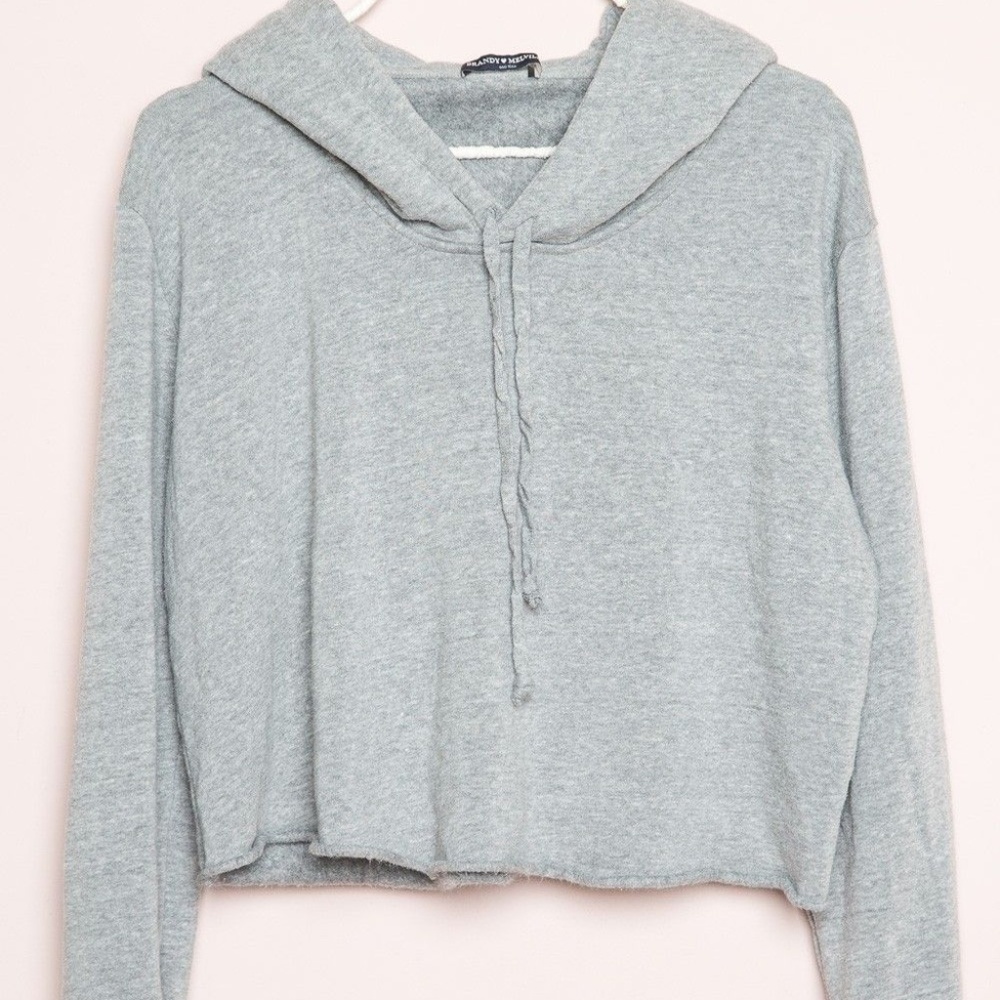 Brandy Melville Cropped Grey Hoodie